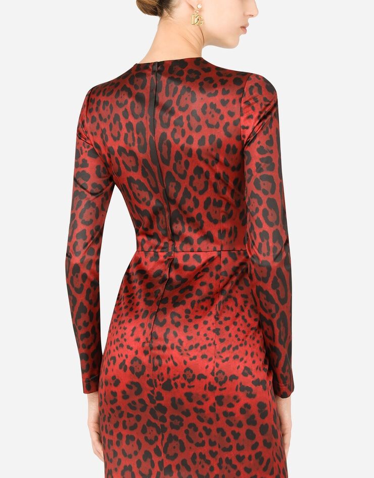Dolce & Gabbana o1y0825 Leopard-Print Midi Dress in Red/Black Size XS / US 0-2 / IT 36-38 - 3 Thumbnail