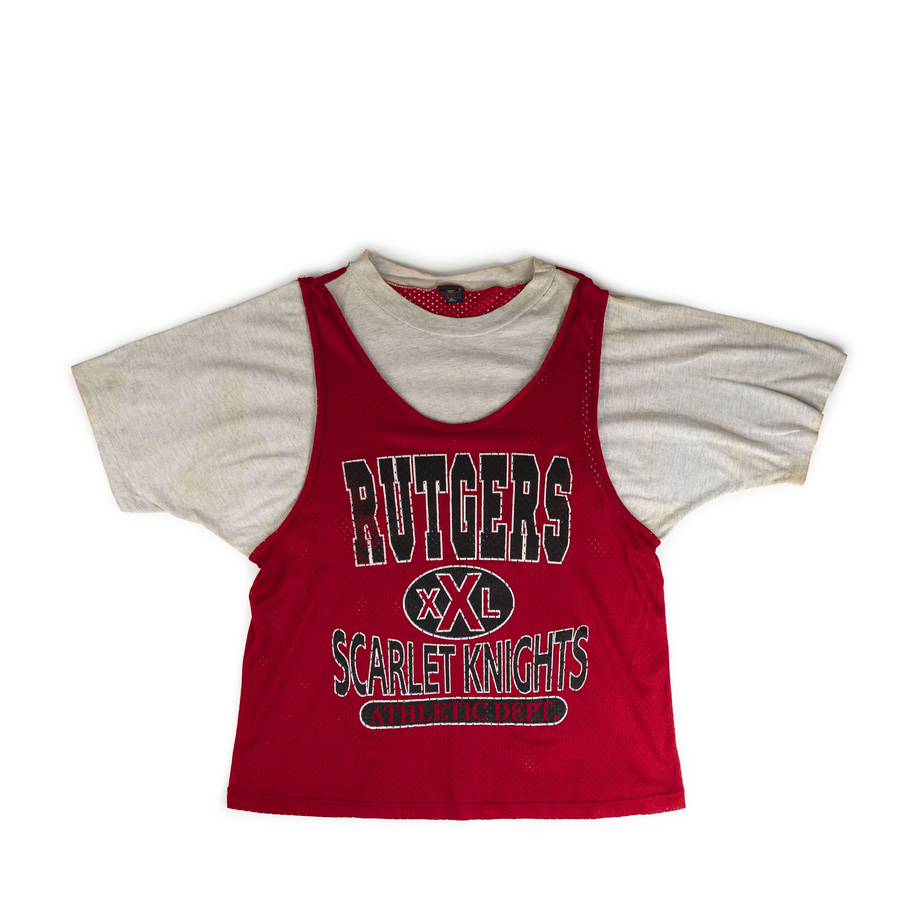 Vintage Vintage 1990's Rutgers University Pinnie Tee Shirt Size US M / EU 48-50 / 2 - 1 Thumbnail