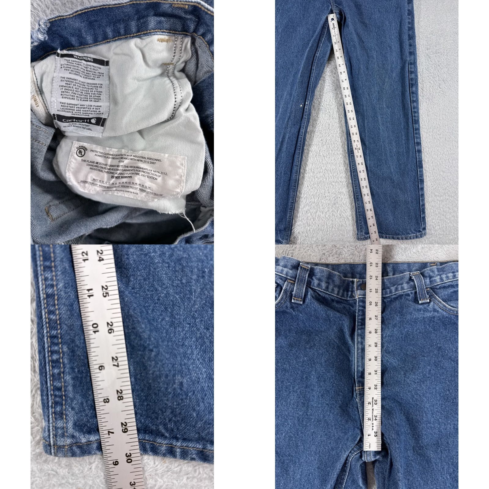 Carhartt VINTAGE Carhartt Jeans Mens 40 Blue Denim Flame-Resistant FR FRB004 NFPA 2113 Workwear Jeans Blue Mens 40 Carhartt FRB004 NFPA 2113 Size US 40 / EU 56 - 8 Thumbnail