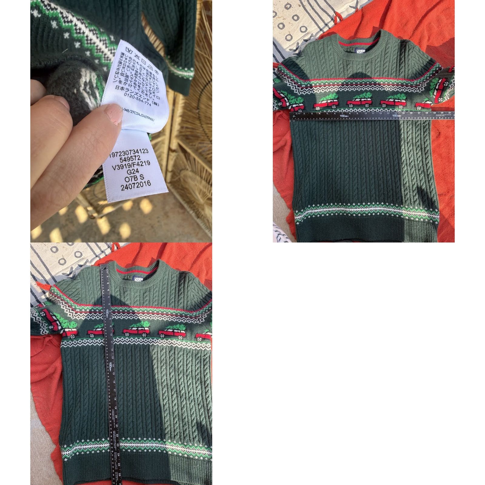 Lands' End Lands' End Christmas Sweater Men’s Small Green Cable-Knit Tree Truck Holiday Pullover Crewneck Mens Size US S / EU 44-46 / 1 - 8 Thumbnail