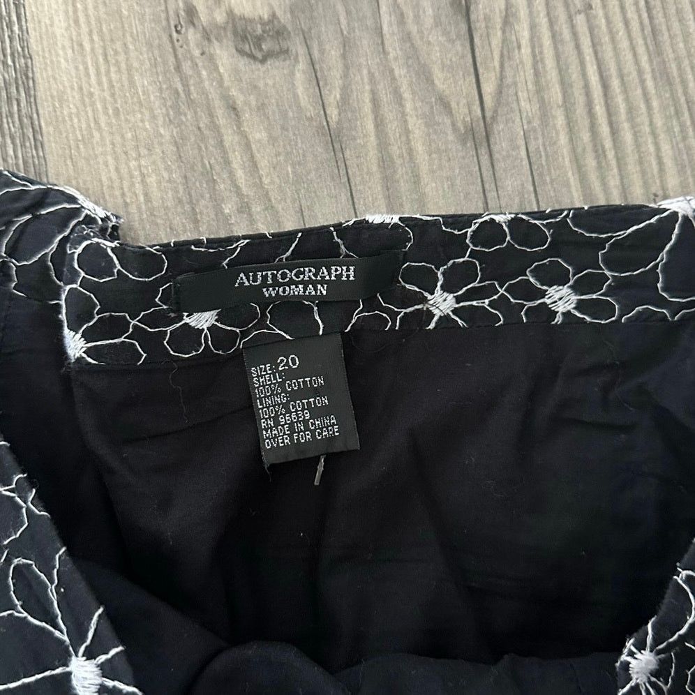 Other autograph vintage floral embroidered midi skirt black white Size 42" / US 20 - 3 Thumbnail