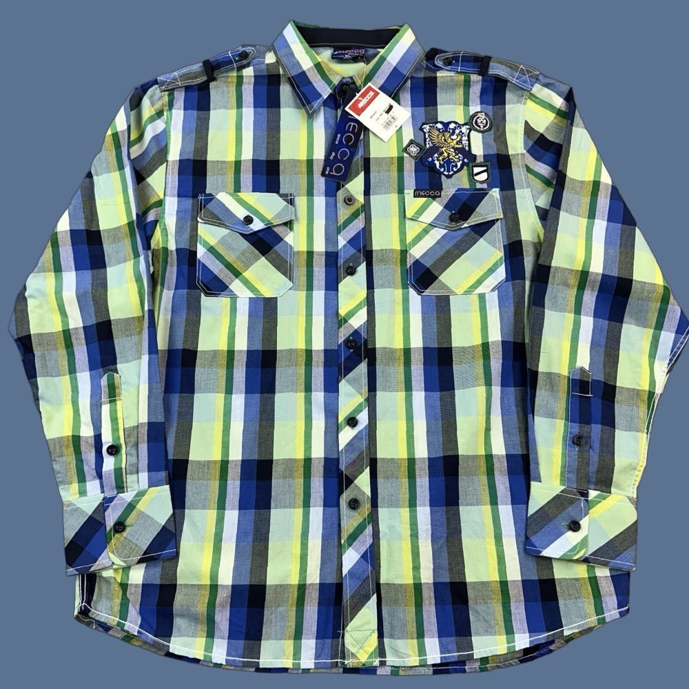 Vintage VINTAGE Mecca Shirt Mens XL Green Plaid Button-Up Embroidered Hip Hop Y2K NWT Size US XL / EU 56 / 4 - 1 Thumbnail