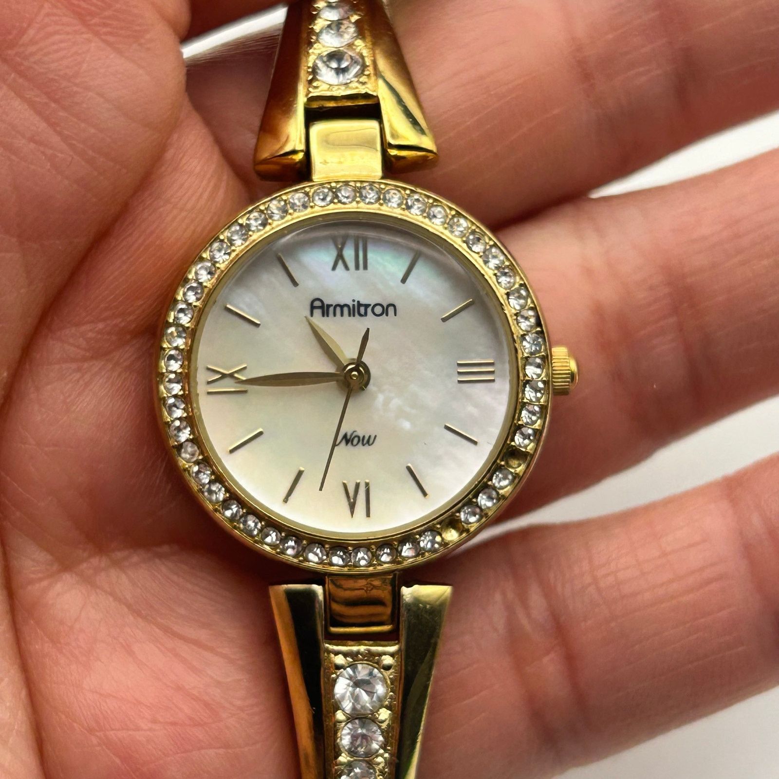 Other Armitron Now Gold Tone Crystal Bezel Mother Pearl Watch Size ONE SIZE - 7 Thumbnail