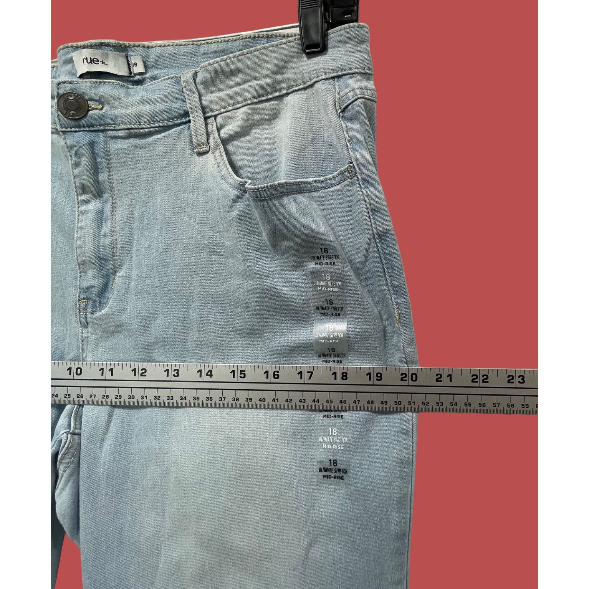 Other Rue + - Women's Ultimate Stretch Mid-Rise Jeans - Light Blue Size 40" / US 18 - 4 Thumbnail