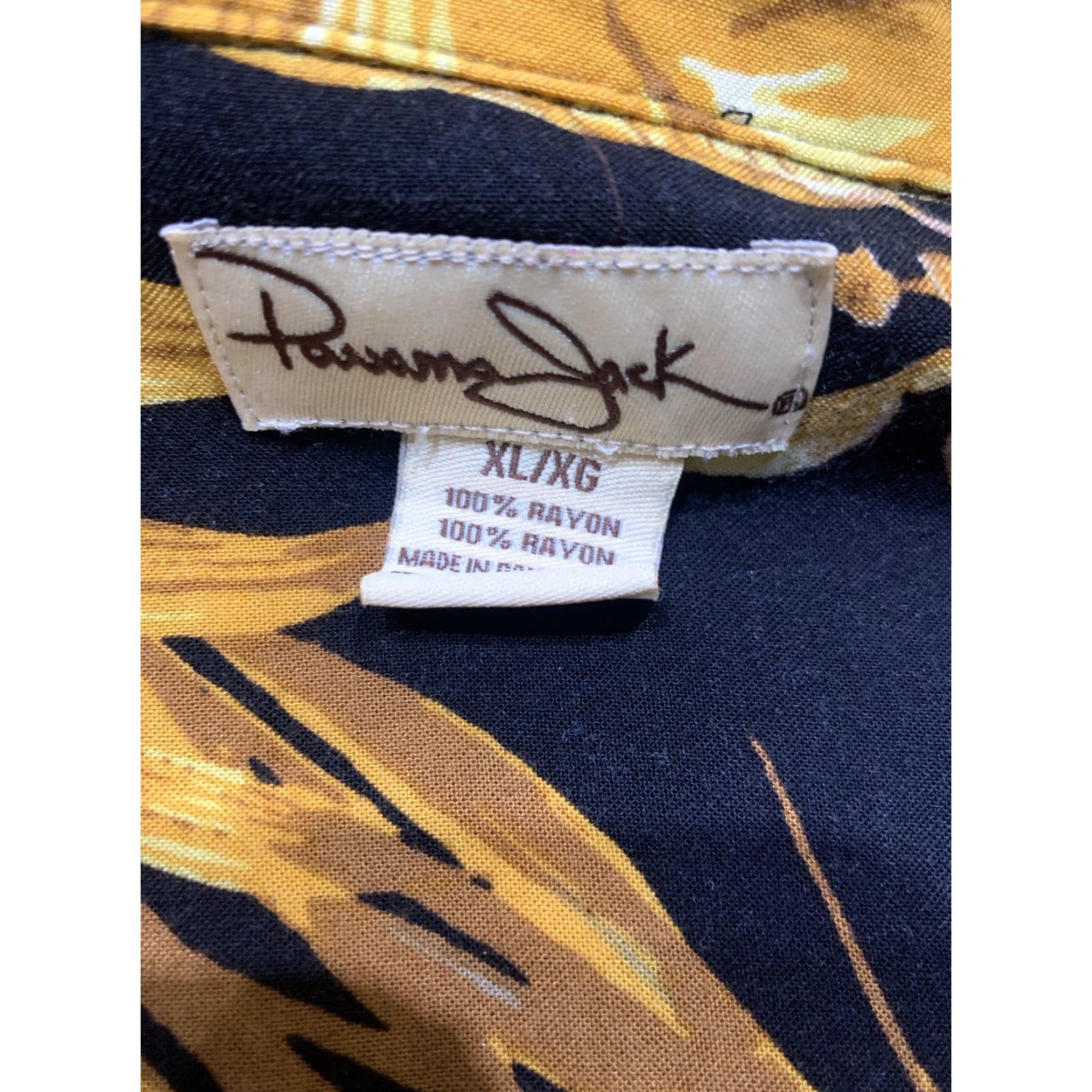 Panama Jack Panama Jack Shirt Men XL Gold Floral Rayon Button-Up Short Sleeve Casual Cocktail Caribbean Tropical Mens XL Gold Floral Shirt Size US XL / EU 56 / 4 - 4 Thumbnail