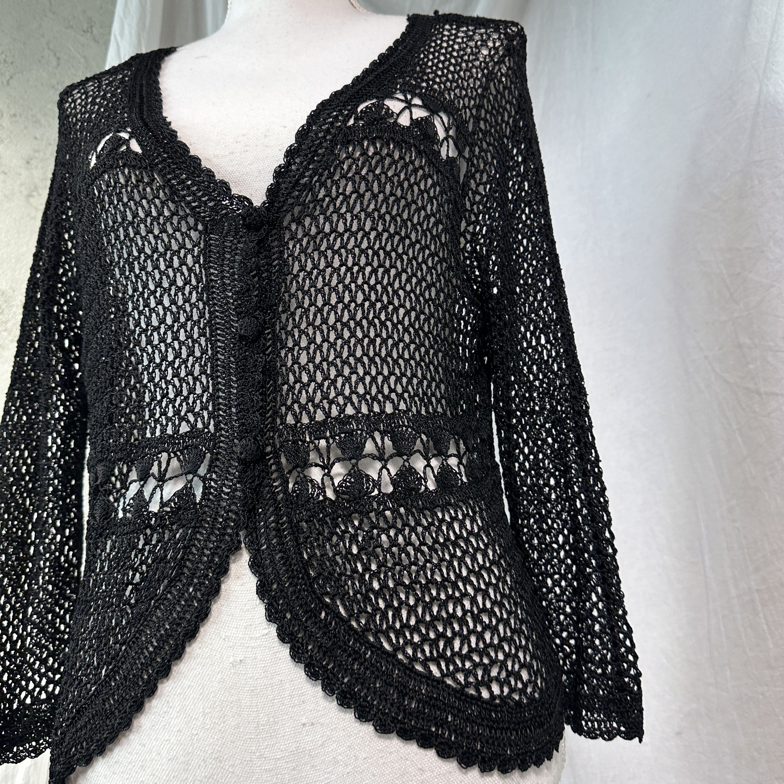Vintage Vintage Avant Garde Crochet Fairy Mesh Viscose Cardigan Y2K Size L / US 10 / IT 46 - 5 Thumbnail