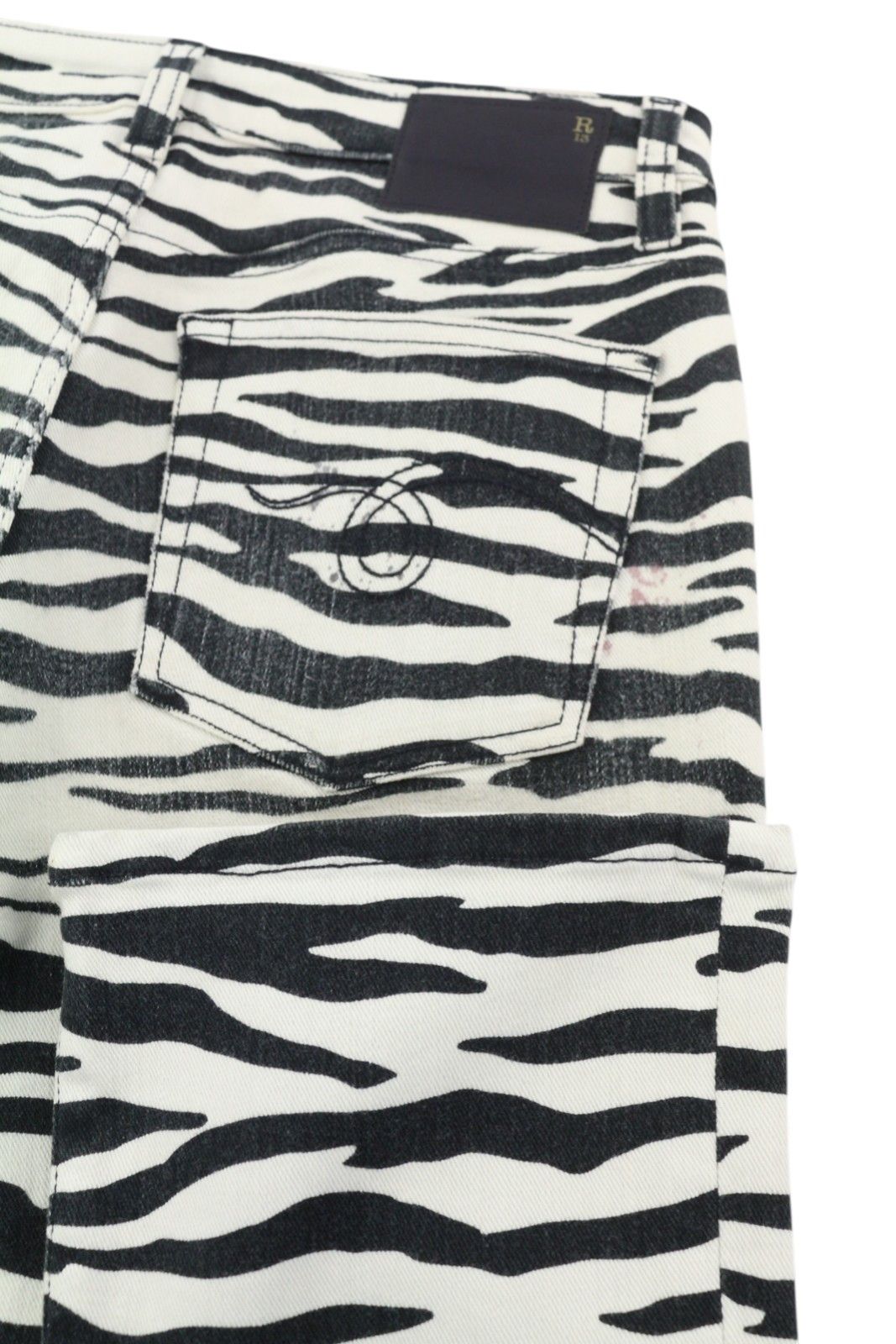R13 KICK FIT 27 Zebra Print Ankle Cropped Flared Jeans 85835 Size 27" / US 4 / IT 40 - 6 Thumbnail