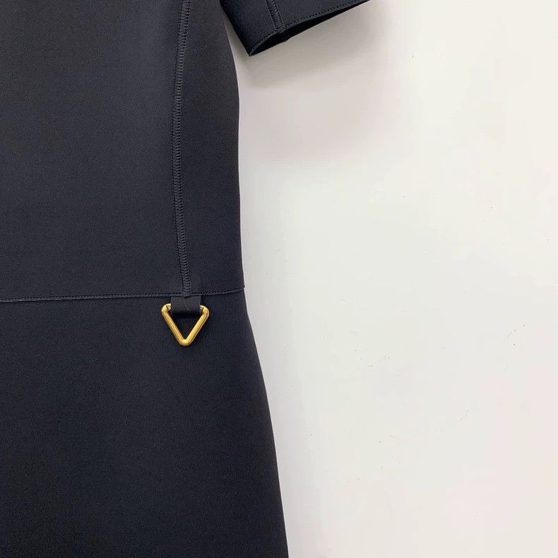 Louis Vuitton 23 Black Doll-Neck Short Sleeve Dress