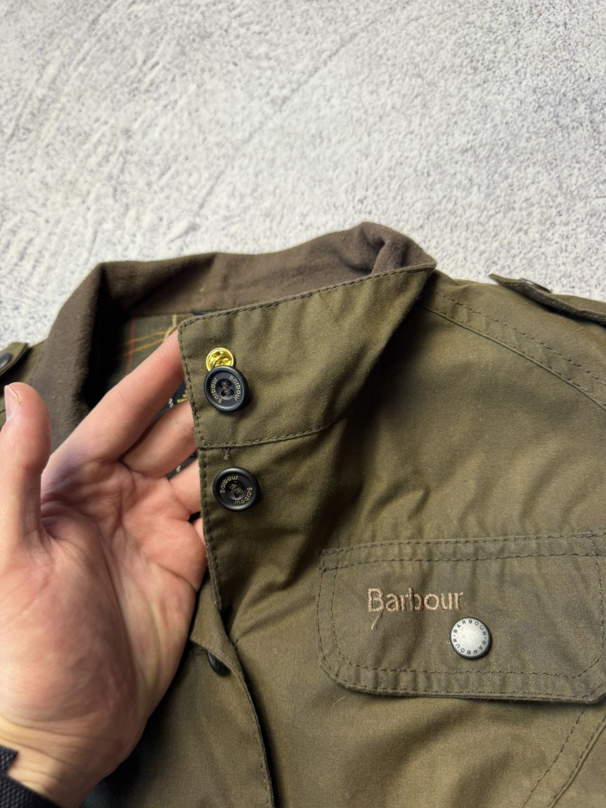 Barbour Women's Made in England Waxed Peplum Jacket - Sage