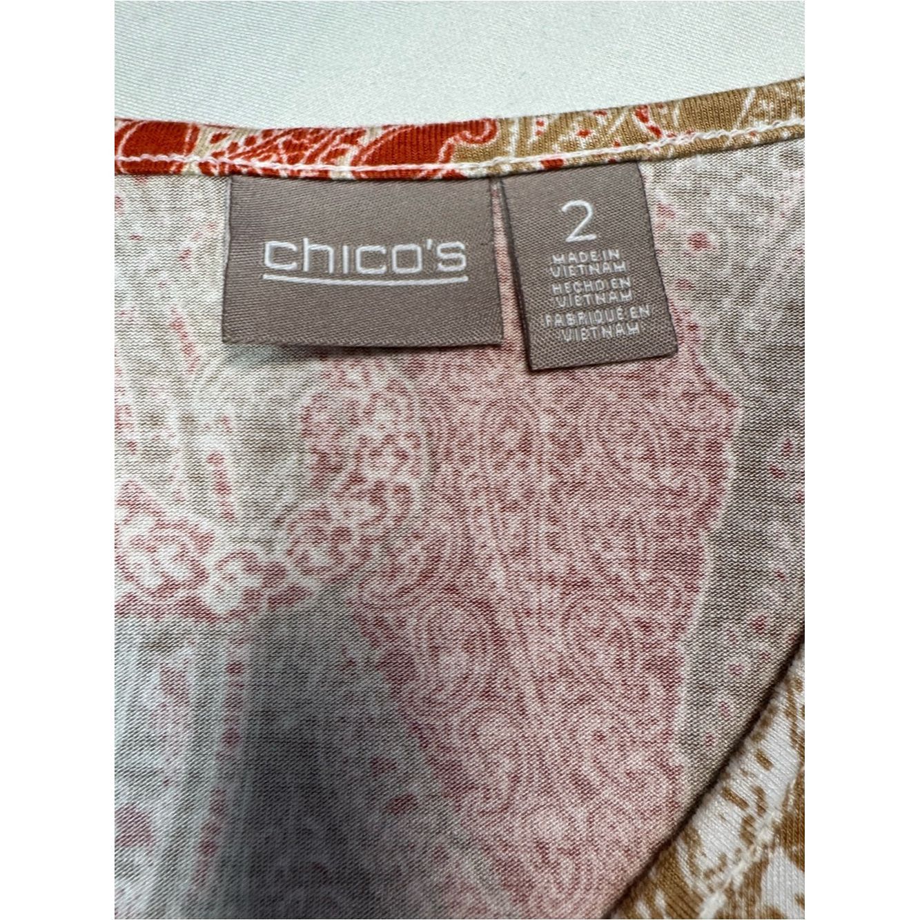 Chicos Chico's Paisley V-Neck Long-Sleeve Tunic Top Size 2 US L Size L / US 10 / IT 46 - 6 Thumbnail