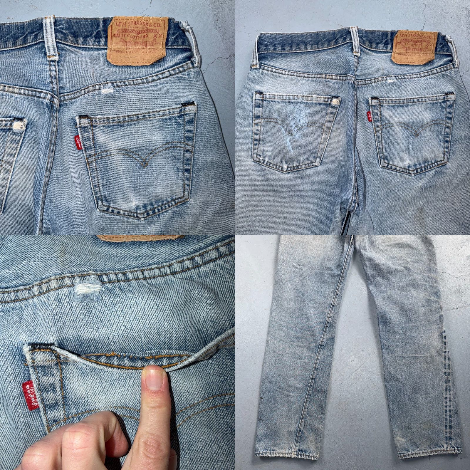 Levi's VINTAGE Levi's 501 Jeans Men Regular 31 Light Wash Blue 80s USA Distressed 5-Pocket Straight Denim 36in Inseam Button Closure Size US 31 - 11 Thumbnail