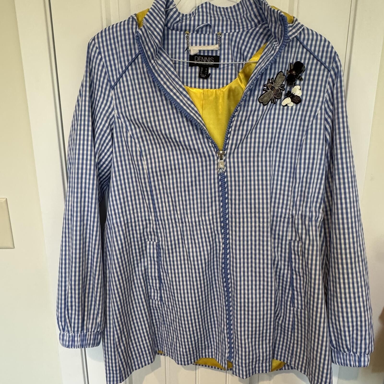 Other Dennis by Dennis Basso Blue Gingham Zip-Up Jacket with Embro Size M / US 6-8 / IT 42-44 - 1 Thumbnail