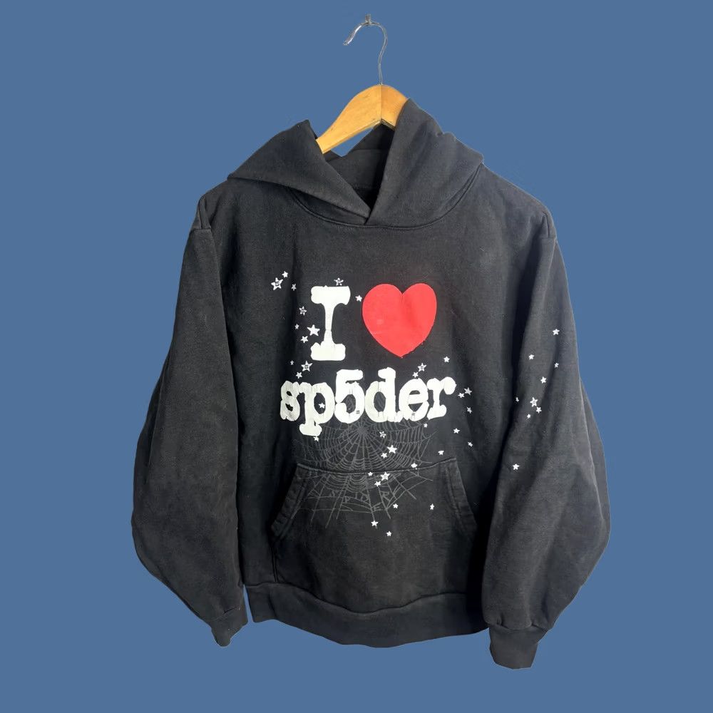 Logo 7 Sp5der Hoodie Mens Small Black I Heart Logo Pullover Fleece Graphic Sweatshirt Size US S / EU 44-46 / 1 - 1 Thumbnail