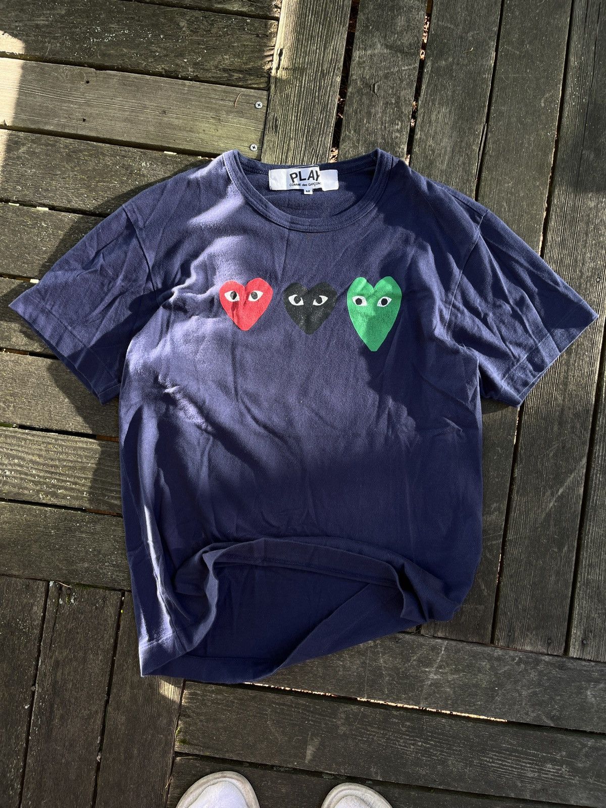 Comme des Garcons PLAY CDG Triple heart navy Size US M / EU 48-50 / 2 - 5 Thumbnail