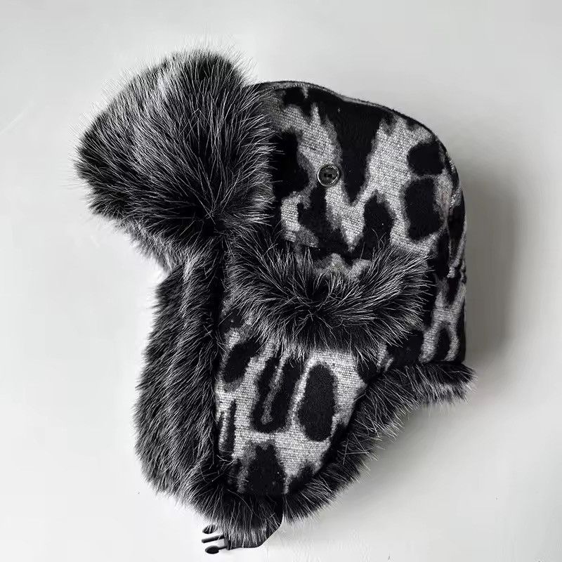 Other Leopard Print Warm Thermal Trapper Streetwear Hat Size ONE SIZE - 3 Thumbnail