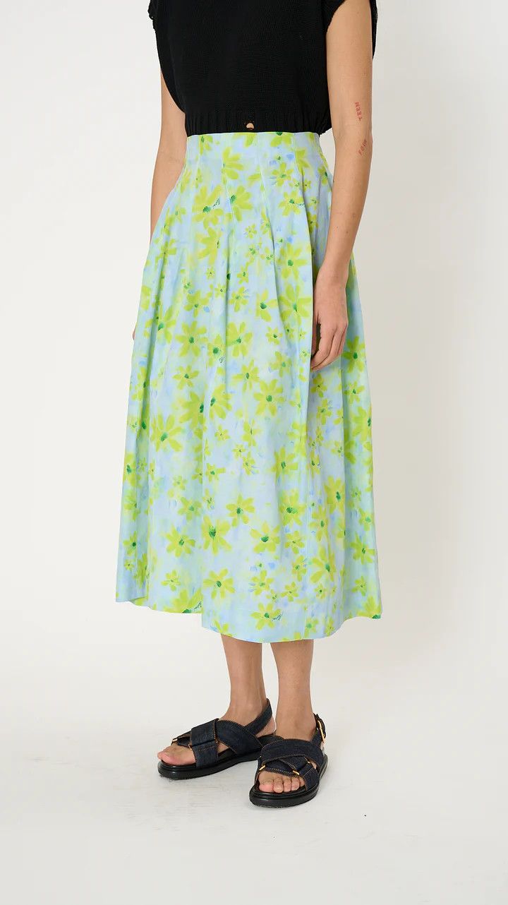Marni oc11z0525 Poplin High Waist Skirt in Blue Size 27" / US 4 / IT 40 - 3 Thumbnail