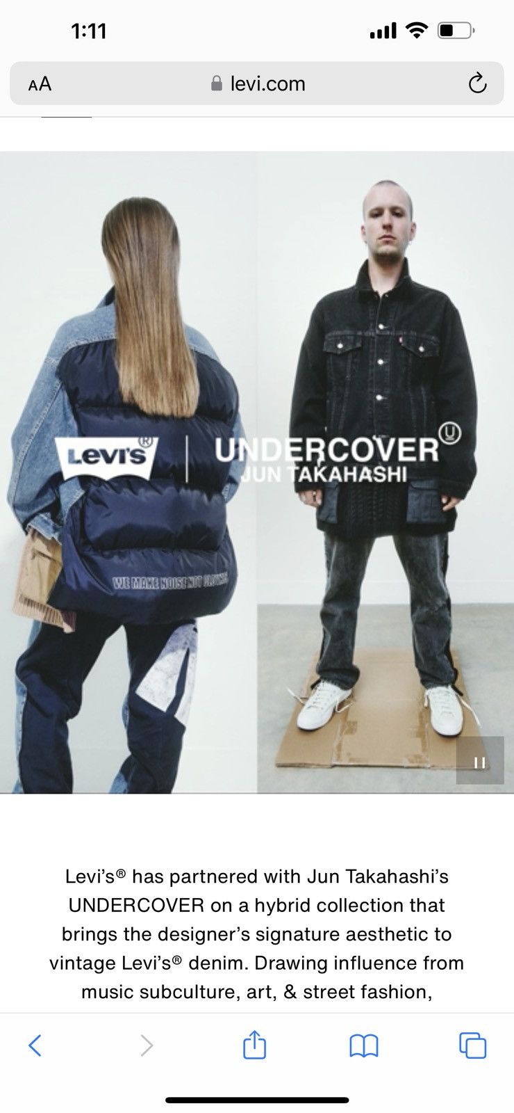 image of Levis Made Crafted x Undercover New Levi’S Vintage X Undercover Trucker in Indigo, Men's (Size XL)