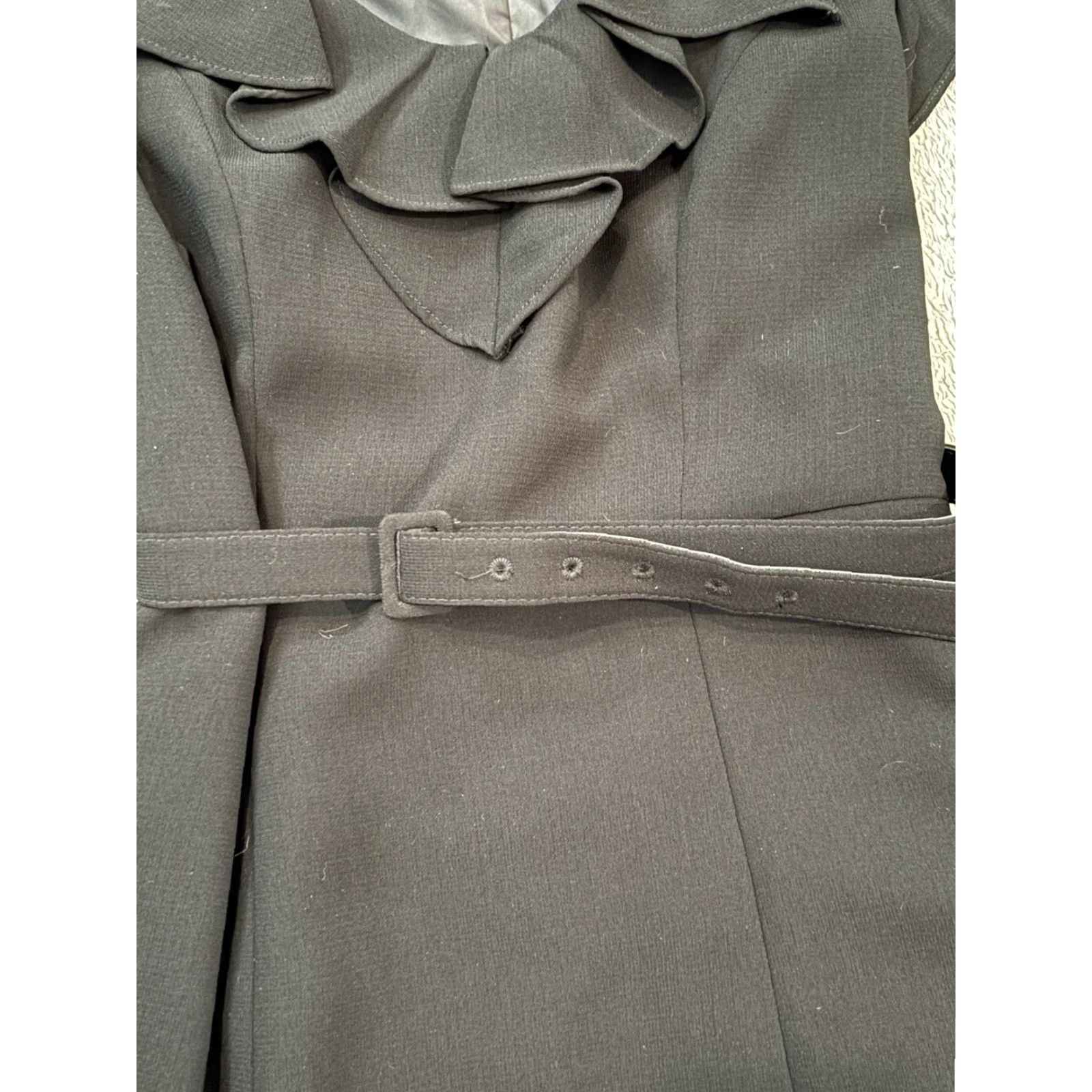 Calvin Klein Calvin Klein Dress Size 4 Ruffled V-Neck Sleeveless Belted Black Casual Shirt Women Midi Dress Belted Ruffle 4 Black CK Women Dresses Size S / US 4 / IT 40 - 4 Thumbnail