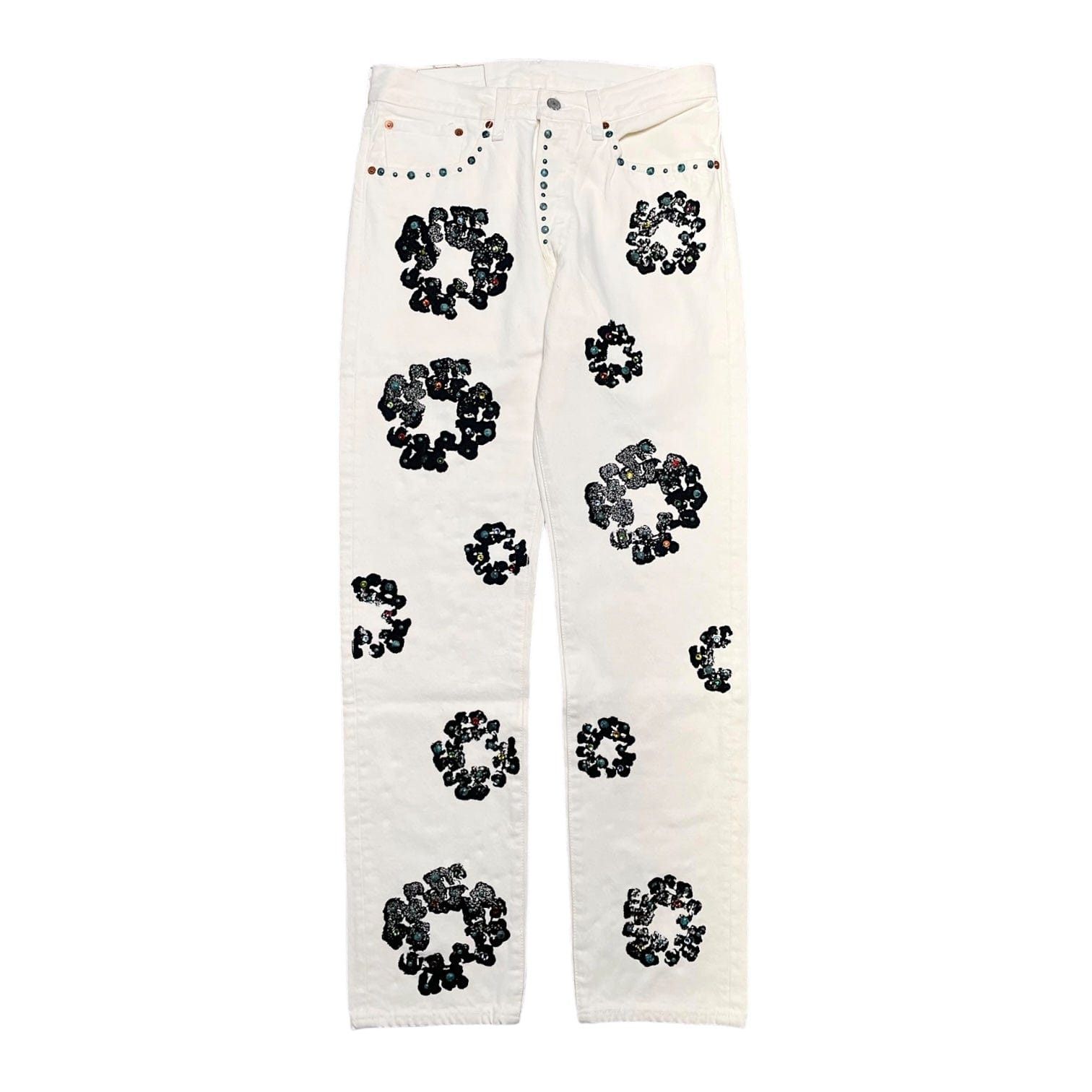 DENIM TEARS x Levi's 501 Cotton Rhinestone Wreath Jeans White Size US 40 / EU 56 - 1 Thumbnail