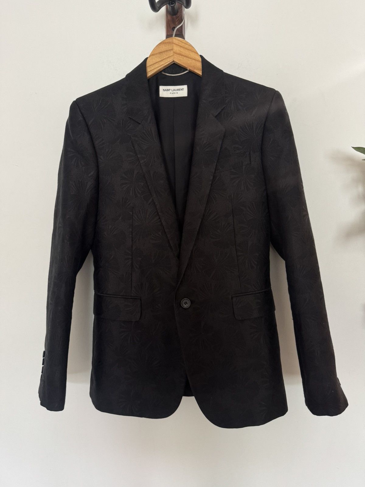 Saint Laurent Paris Floral Pattern Smoking Blazer Size 46R - 2 Thumbnail