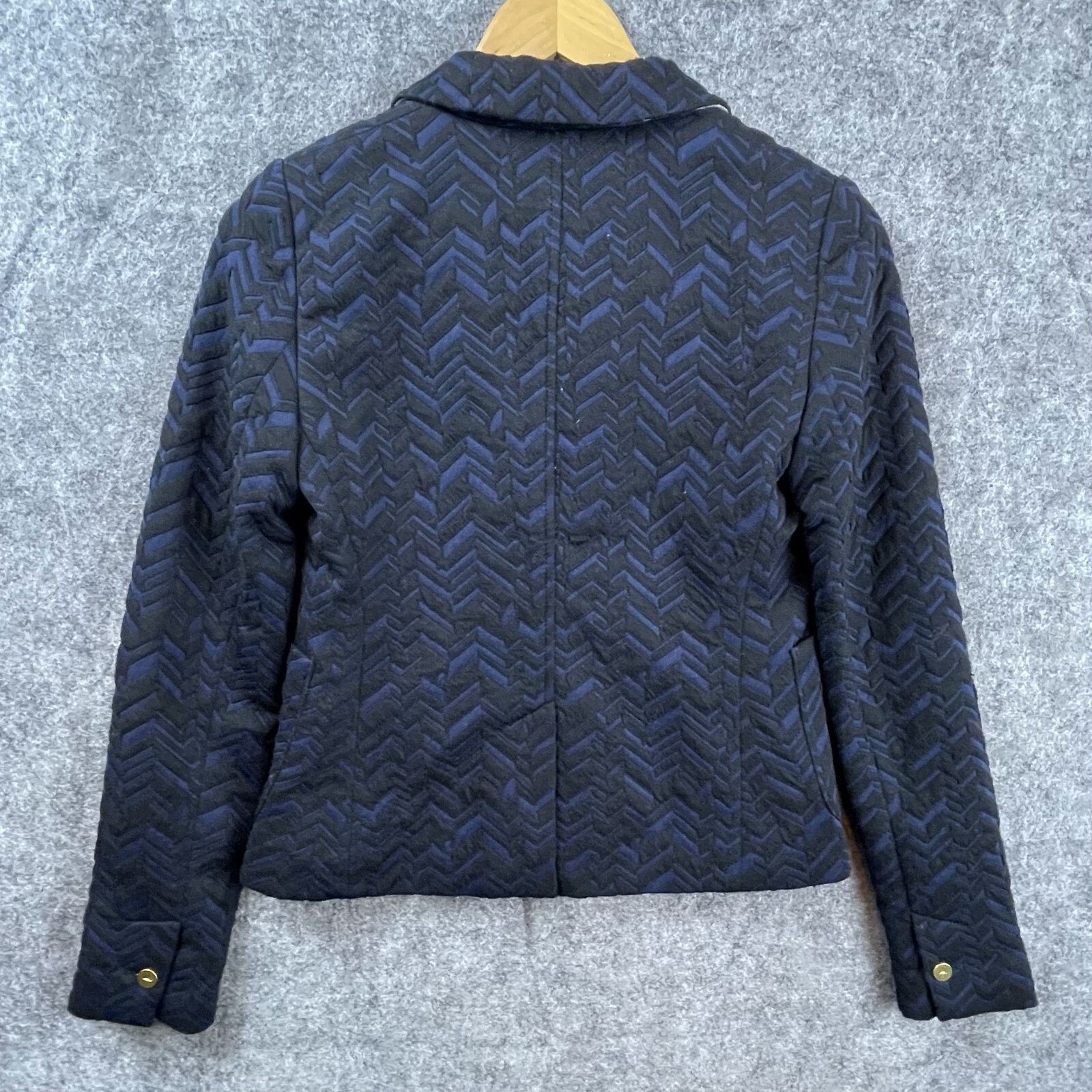 Anthropologie Anthro Cartonnier Bas Relief Blazer Womens 2 Blue Black Size XS / US 0-2 / IT 36-38 - 2 Thumbnail