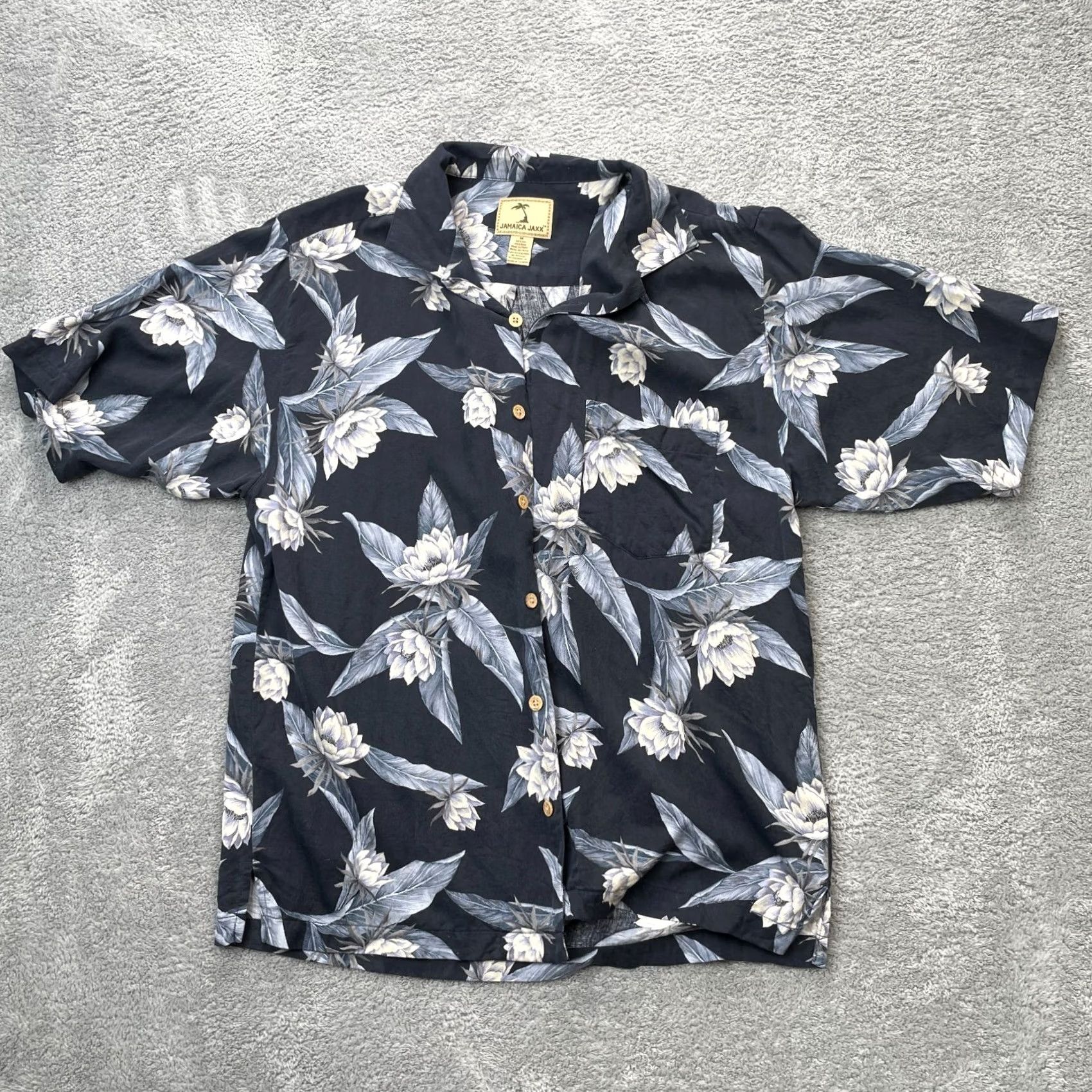 Vintage Jamaica Jaxx Shirt Mens Medium Black Silk Hawaiian Tropical Floral Print Resort Size US M / EU 48-50 / 2 - 2 Thumbnail