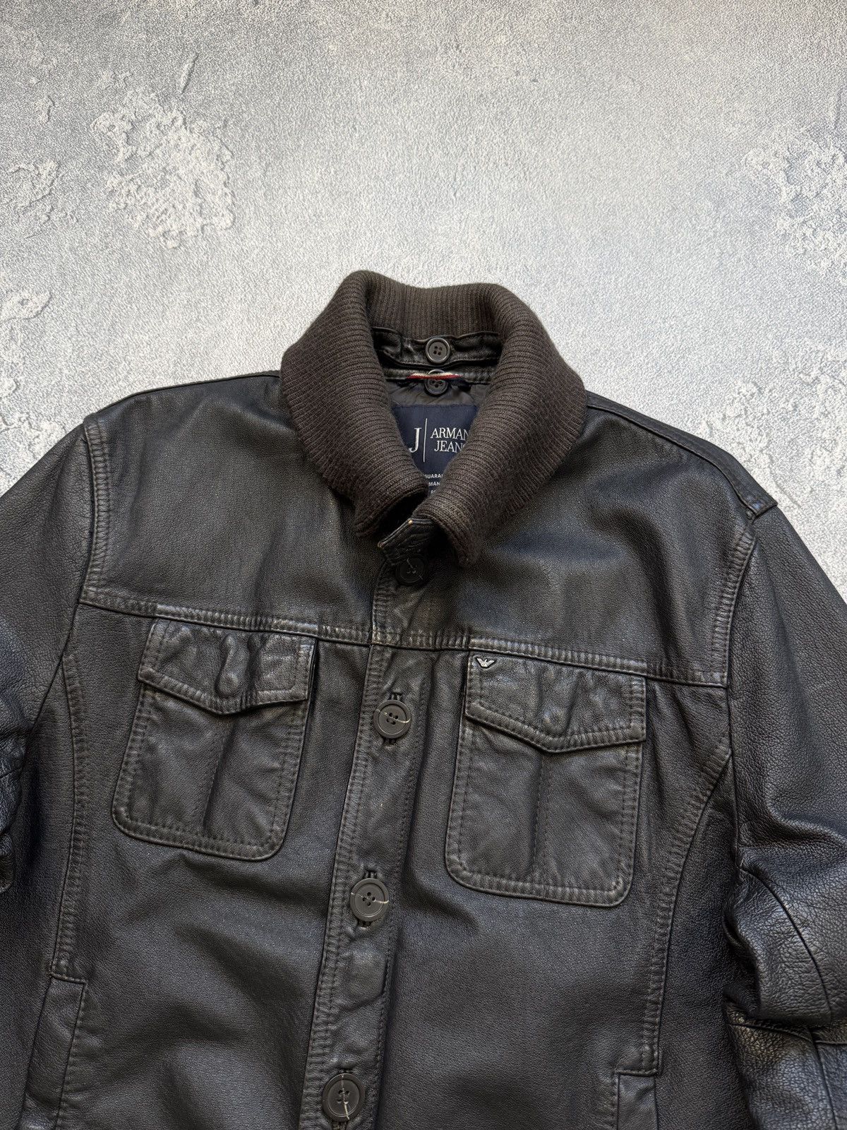 Giorgio Armani Vintage Giorgio Armani Leather Jacket Size L Size US L / EU 52-54 / 3 - 2 Thumbnail