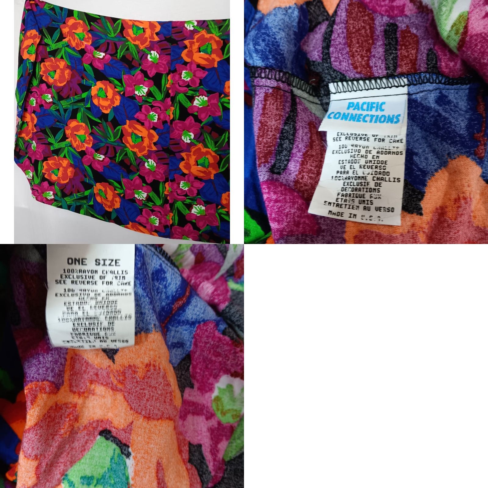 Vintage VINTAGE Pacific Connections Wrap Skirt One Size Women Knee-Midi Floral Rayon Challis Sarong Beach 90s Style Mens/Womens? Size 42" / US 20 - 8 Thumbnail