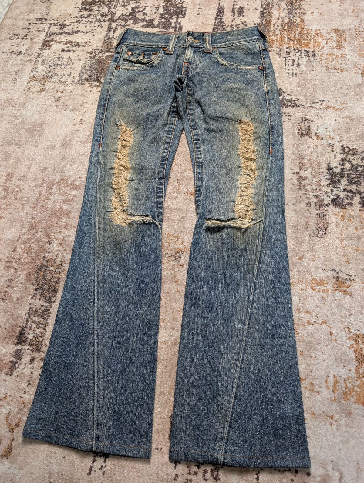 True Religion True Legion Distress Bootcut Denim Size US 31 - 2 Thumbnail