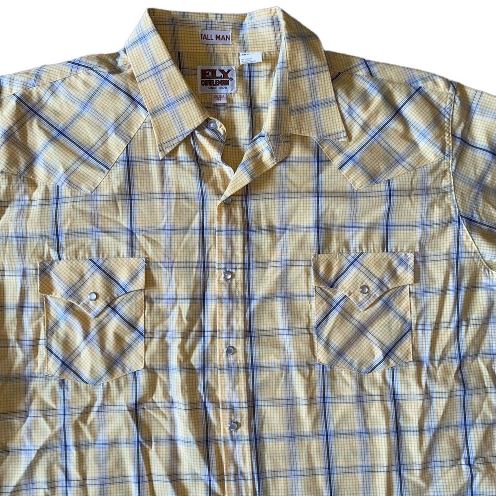 Vintage Ely Cattleman Tall Man Vintage Plaid Pearl Snap Shirt 2XLT Size US XXL / EU 58 / 5 - 3 Thumbnail
