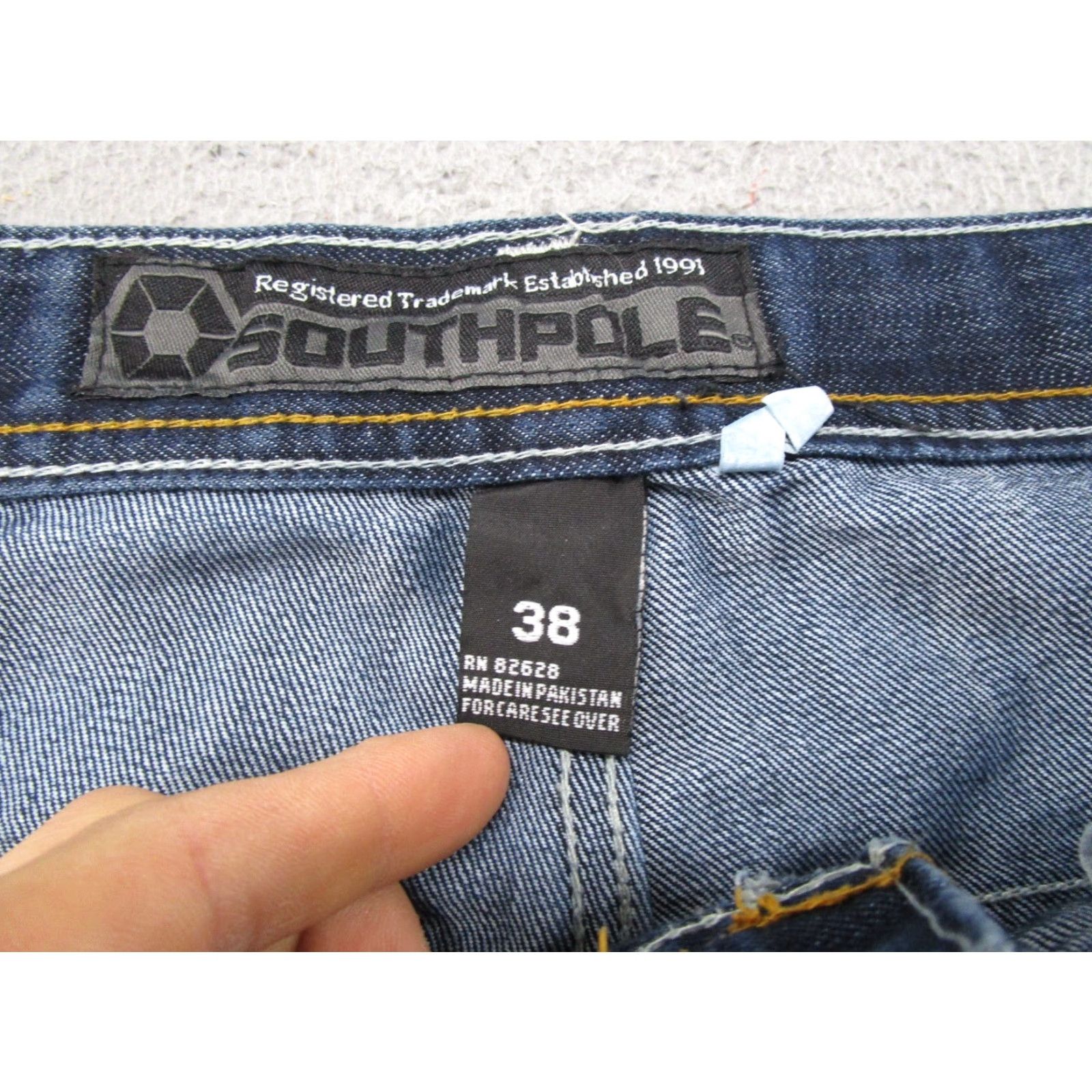 Southpole VINTAGE Southpole Jeans Hip Hop Style 5-Pocket Design Denim Blue Wide Straight 38x30 Mens Midwest Jeans Size US 38 / EU 54 - 3 Thumbnail