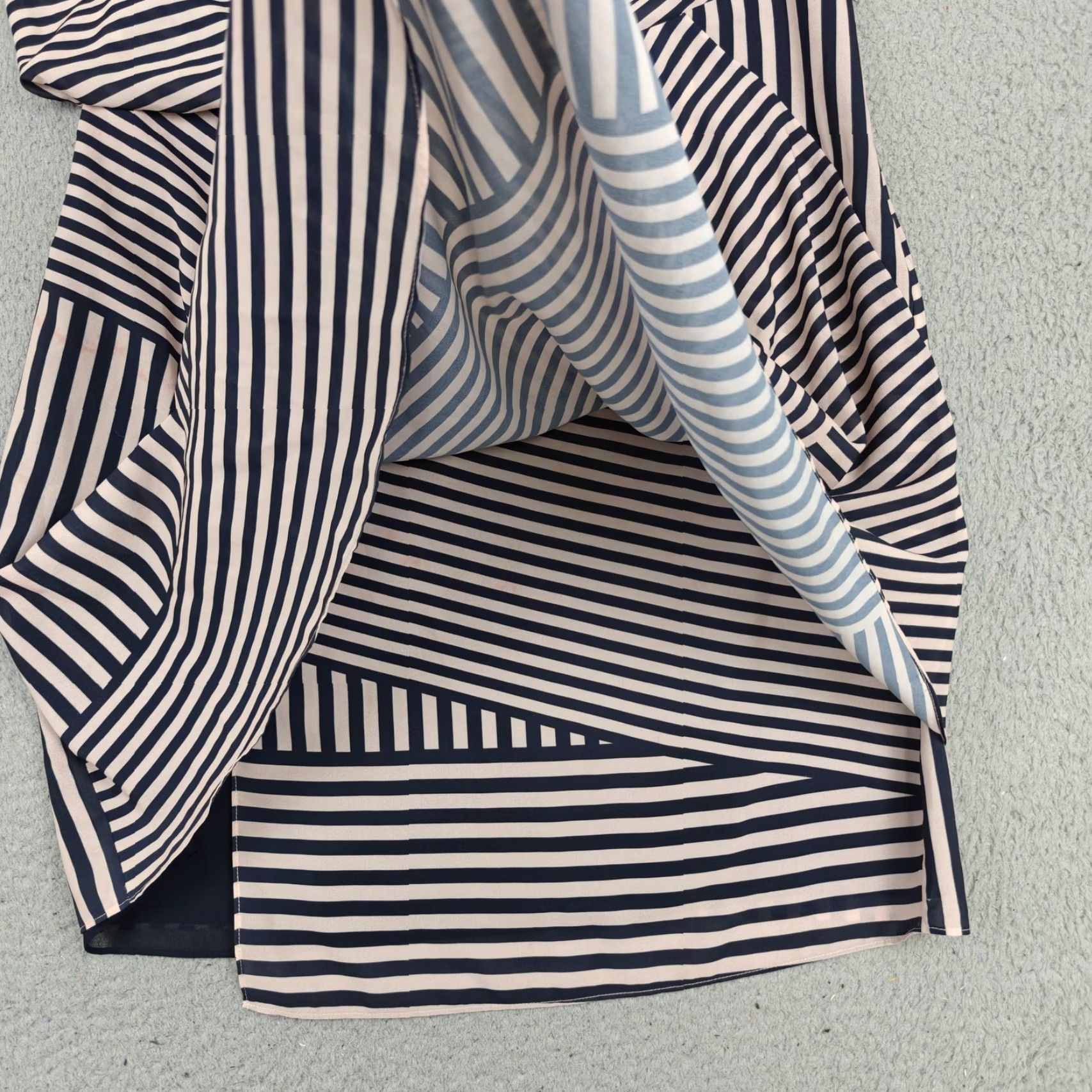 Reiss Reiss Dress Womens 10 Blue Sienna Striped Asymmetric Layered Sheath Knee Length Size L / US 10 / IT 46 - 2 Thumbnail