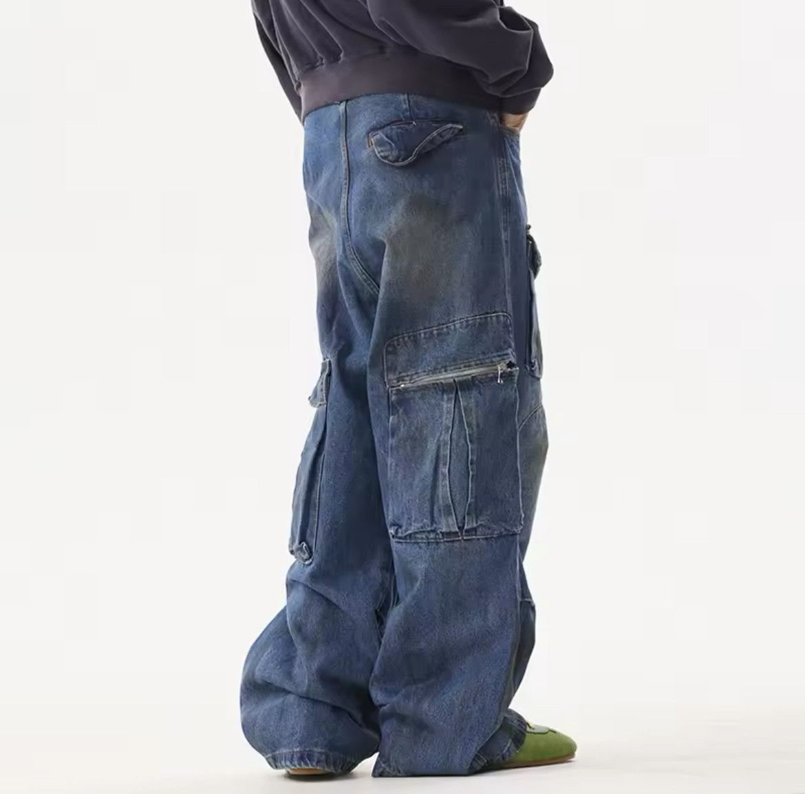 Japanese Brand × Jean Streetwear Tie Dye Pleated Baggy Cargo Jeans Size US 28 / EU 44 - 3 Thumbnail