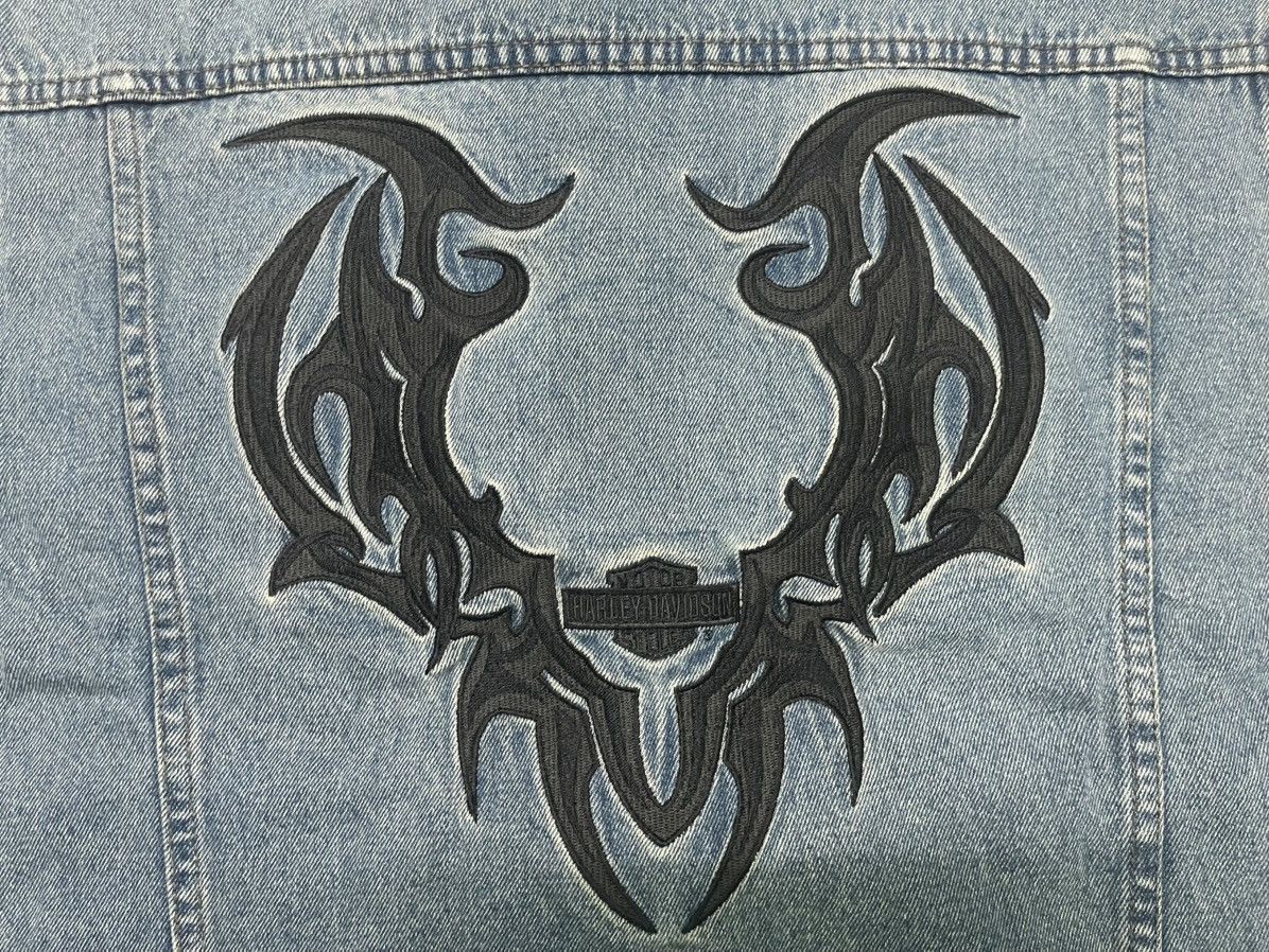 Harley Davidson 2000s HARLEY DAVIDSON EMBROIDERED LOGO DENIM DISTRESSED Size US L / EU 52-54 / 3 - 15 Thumbnail