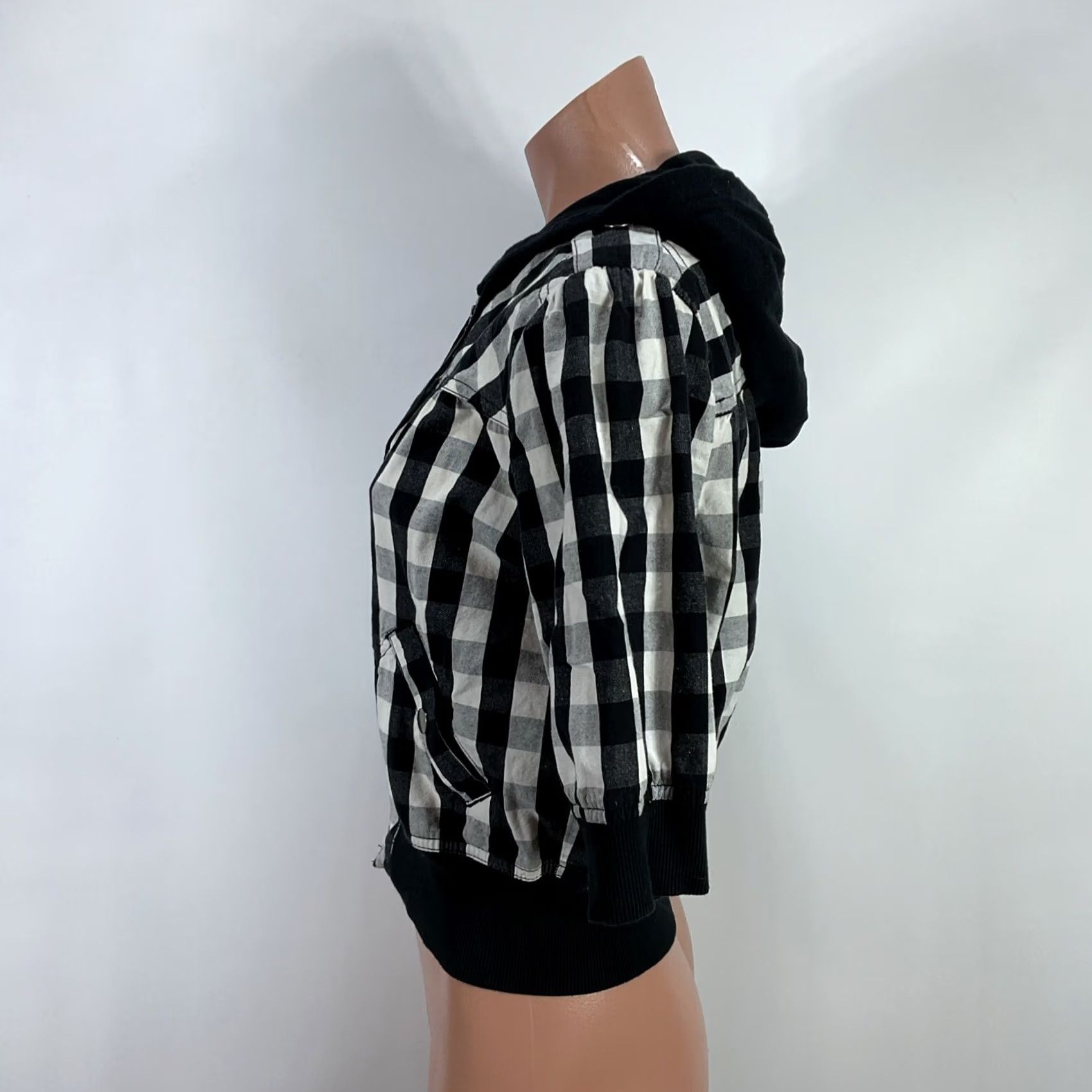Vintage Mudd Vintage Vest Y2K 90s Jacket L Cropped Plaid Checkered Hooded Zip Size L / US 10 / IT 46 - 5 Thumbnail