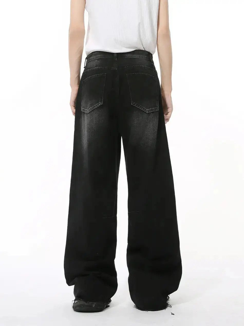 Japanese Brand Retro loose wide leg fringed jeans Size US 32 / EU 48 - 3 Thumbnail