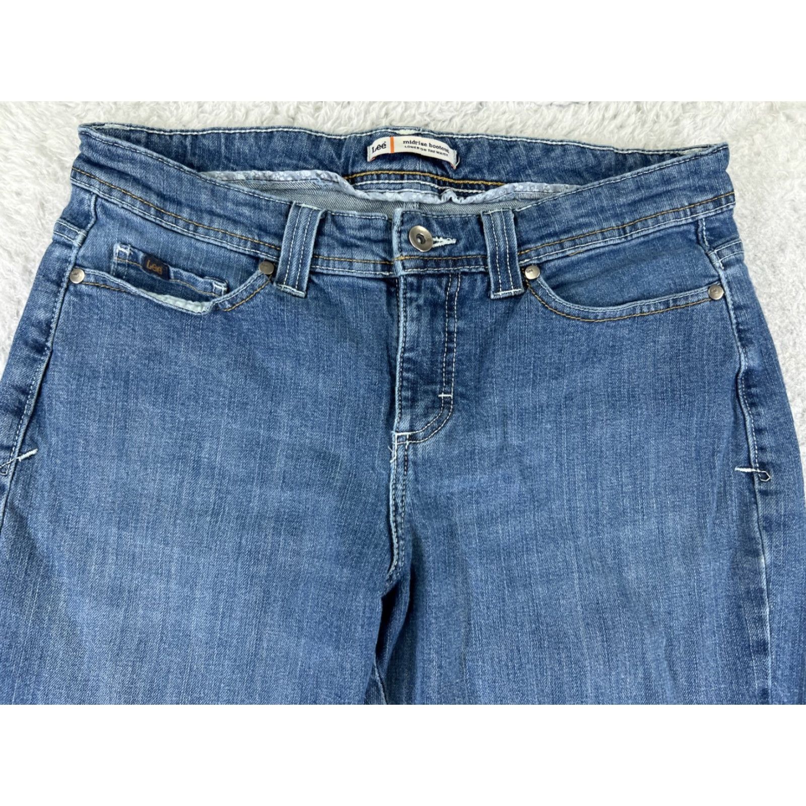 Lee Lee Jeans Women 12 Blue Denim Bootcut 30x30 Stretch Cotton Blend Regular Mid Rise Fall Spring Summer Men/Women? Size 34" / US 12 / IT 48 - 4 Thumbnail
