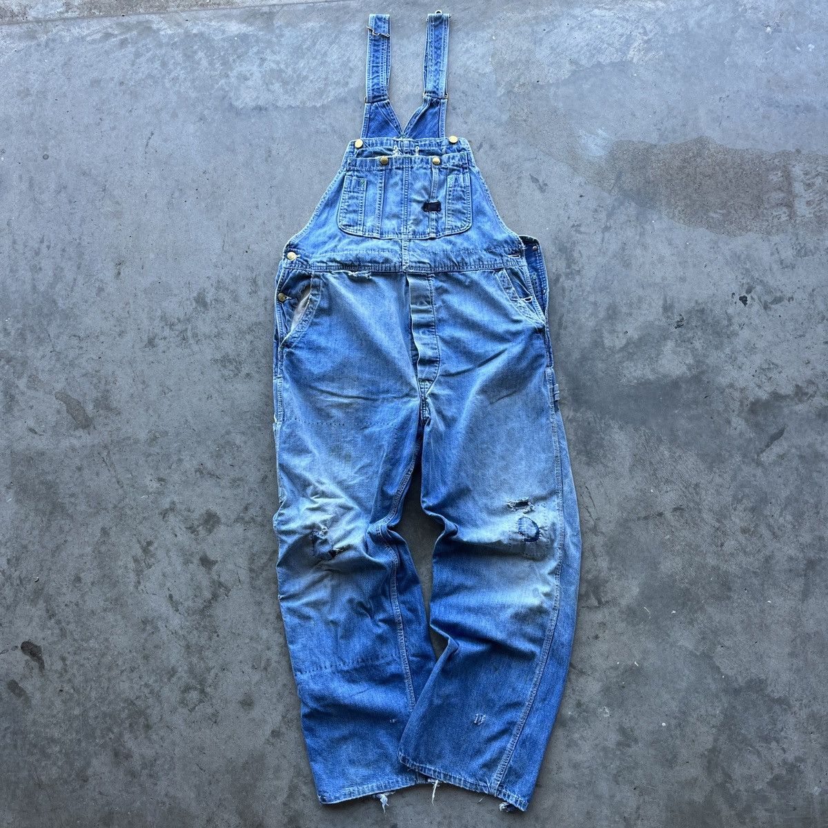 image of Made In USA x Vintage 40S Big Smith Donut Button Denim Overalls in Blue, Men's (Size 36)