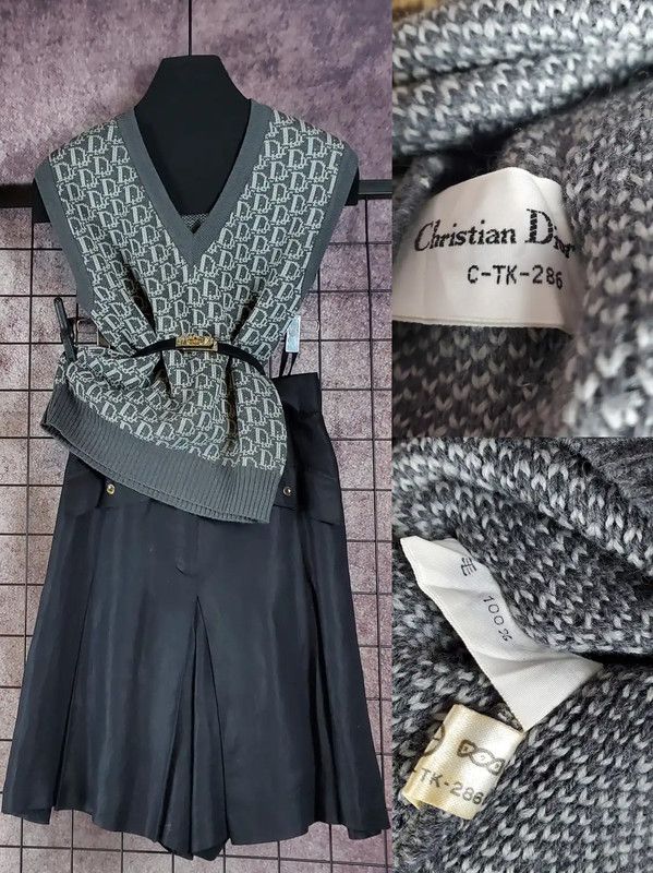 Dior Dior Women's Gray Wool Logo Sweater 0089 Size L / US 10 / IT 46 - 1 Thumbnail