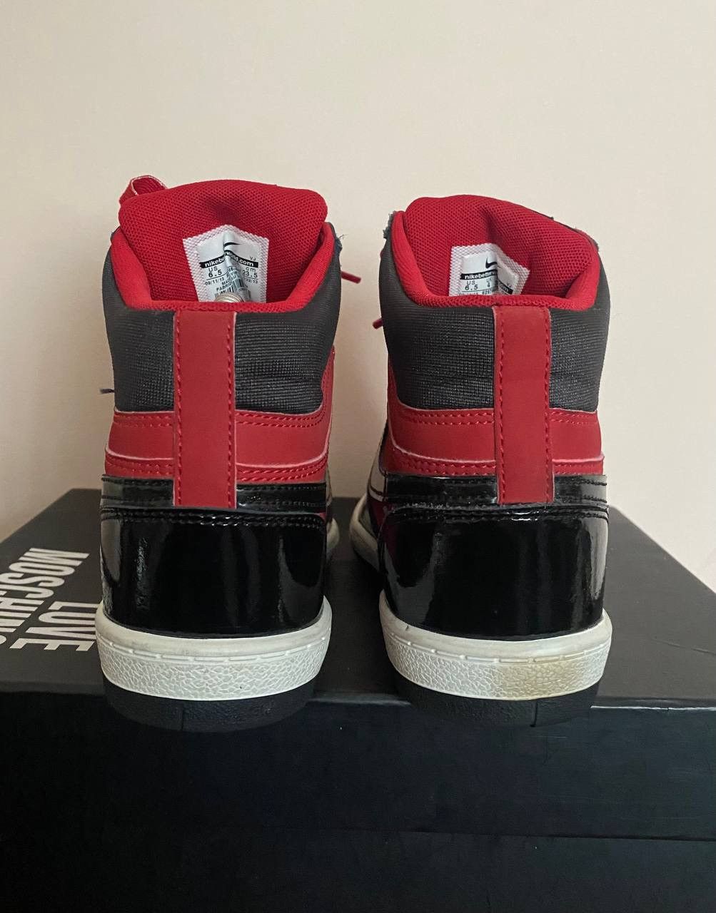 Nike Nike Force Dunk Sky Hi High Hidden Wedge Heel Black Red Bred Size US 7.5 / IT 37.5 - 5 Thumbnail