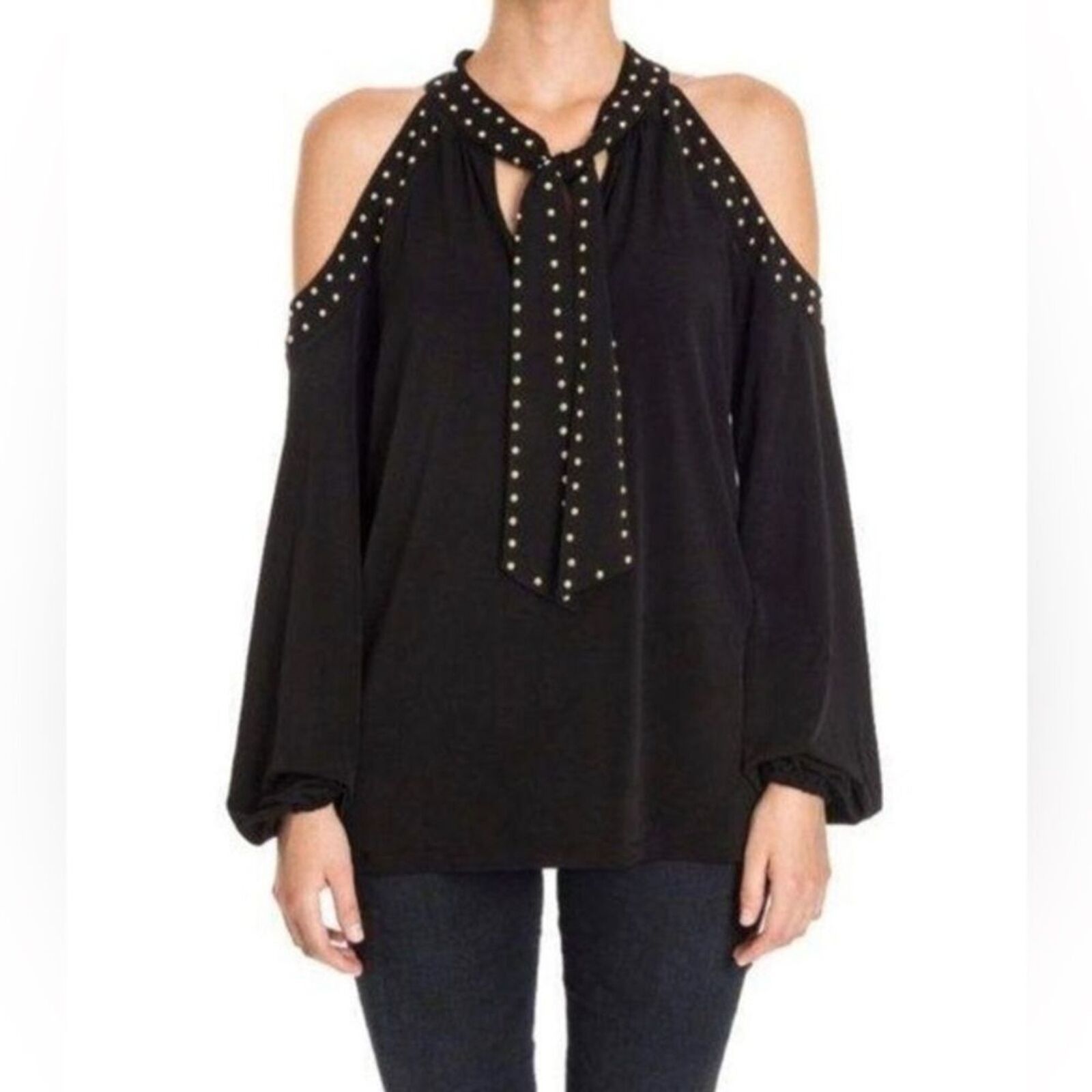 Michael Kors Michael Kors Cut out shoulders studded blouse size L NWT Size L / US 10 / IT 46 - 1 Thumbnail