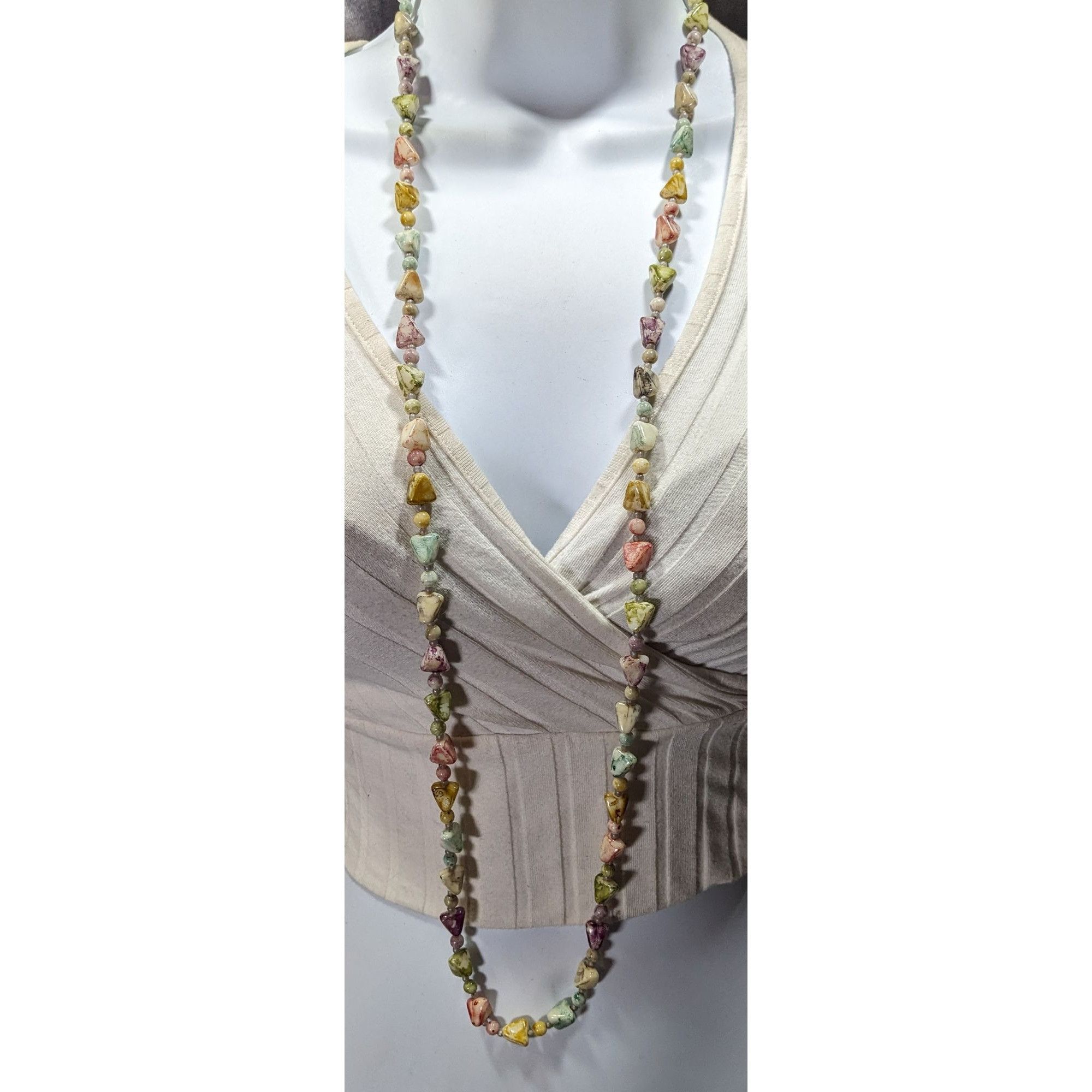 Other Vintage 20s Art Deco Pastel Rainbow Marbled Lucite Beaded Ne Size ONE SIZE - 2 Thumbnail
