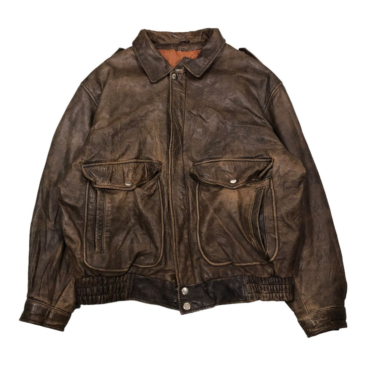 Japanese Brand 🔥VINTAGE FLY BOMBER LEATHER JACKET FOX-TROT JAPAN MADE Size US M / EU 48-50 / 2 - 15 Thumbnail