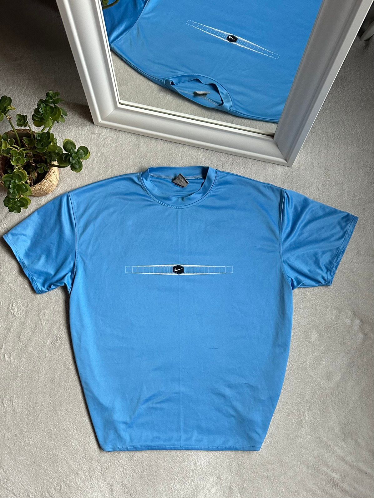 Pre-owned Nike X Vintage 00s Nike Tn+ Vintage Double Logo Streetwear T-shirt In Blue