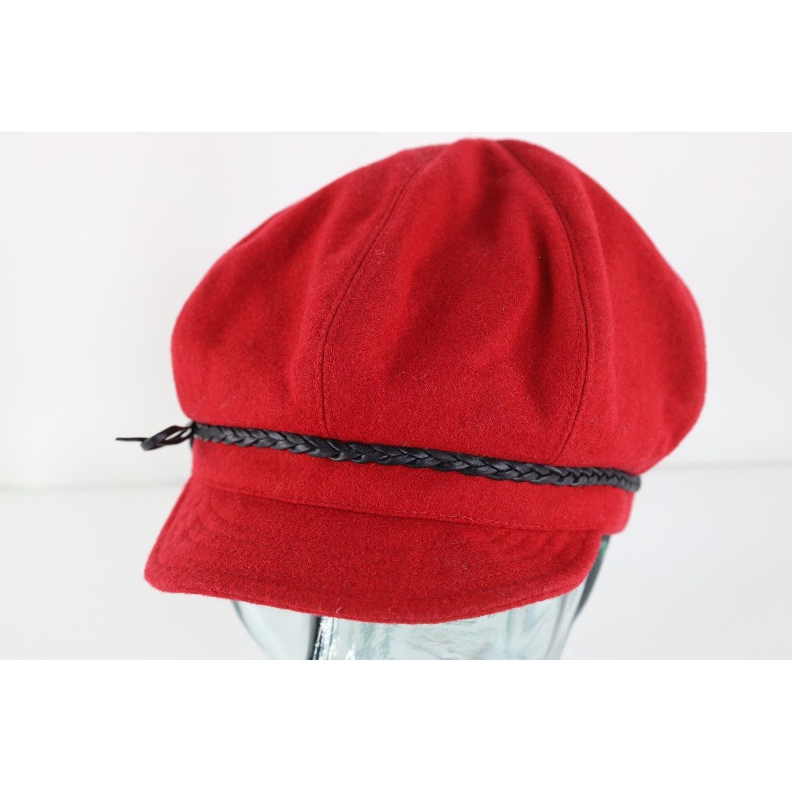 Vintage Vintage 90s Babydoll Braided Leather Wool Newsboy Hat Cap Size ONE SIZE - 2 Thumbnail
