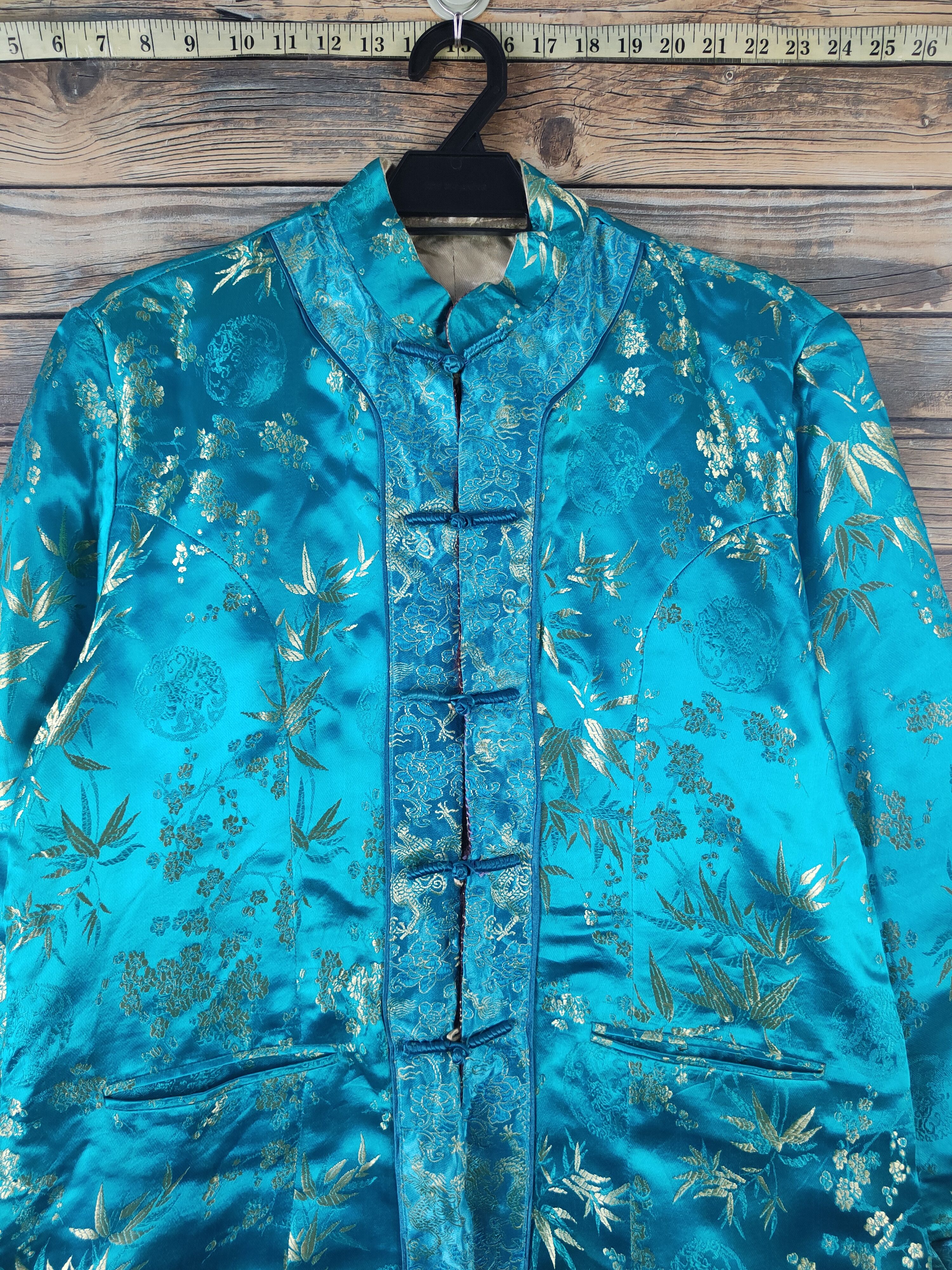 Japanese Brand × Vintage DL Japan reversible Turquoise Beige Cheongsam #2691 Size US M / EU 48-50 / 2 - 2 Thumbnail