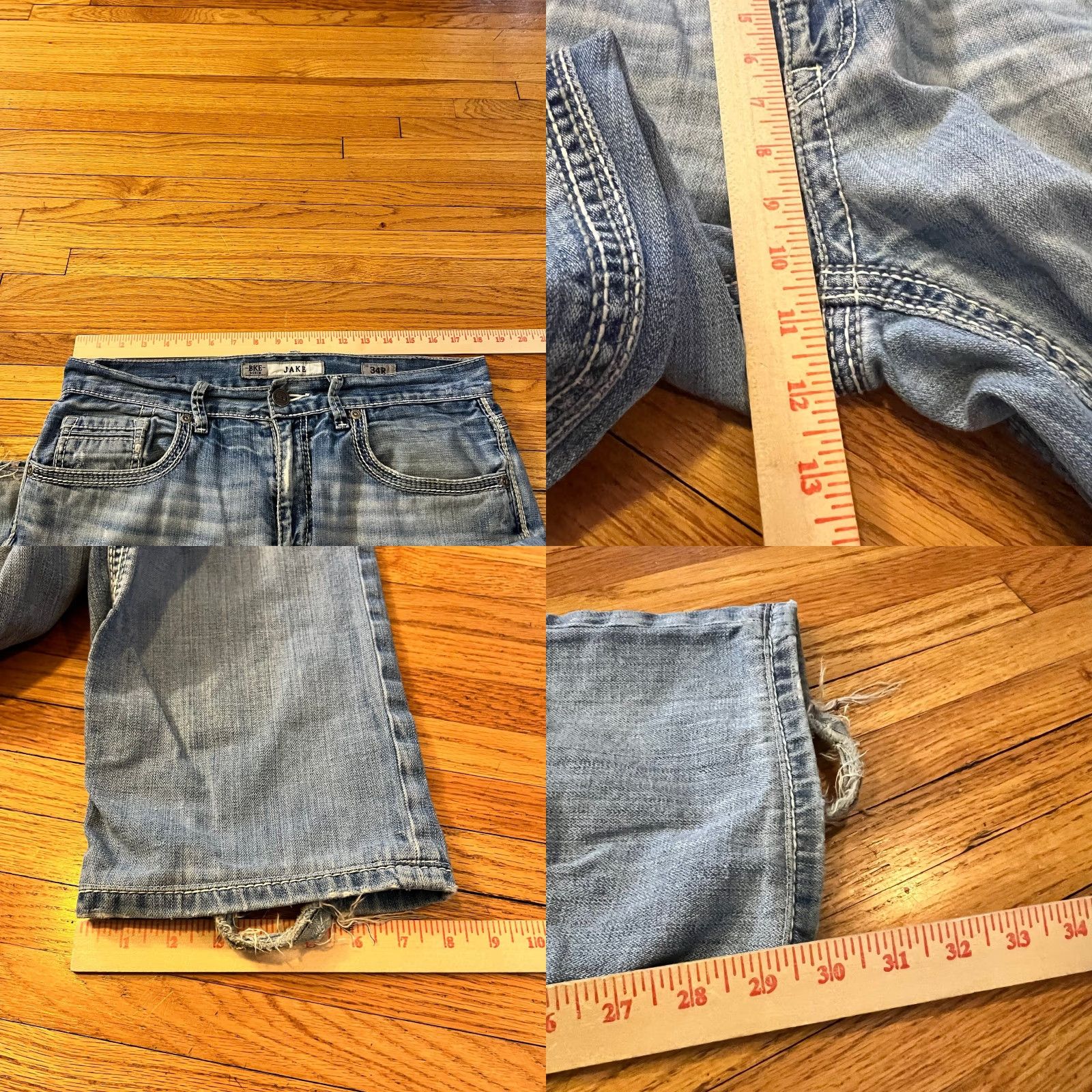 Silver Jeans Co. Silver Jeans Co. Jake Straight Distressed Thick Stitch Pants Mens 34 Regular Blue 30in Inseam Size US 34 / EU 50 - 8 Thumbnail