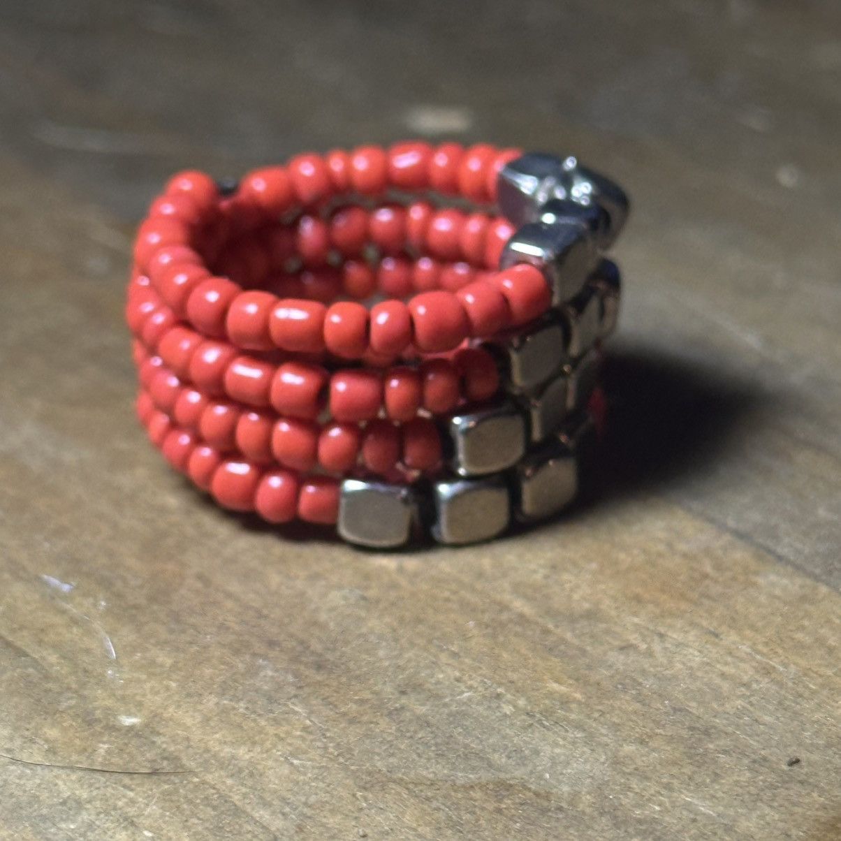 Other Coral and silver beaded wrap ring Size ONE SIZE - 5 Thumbnail