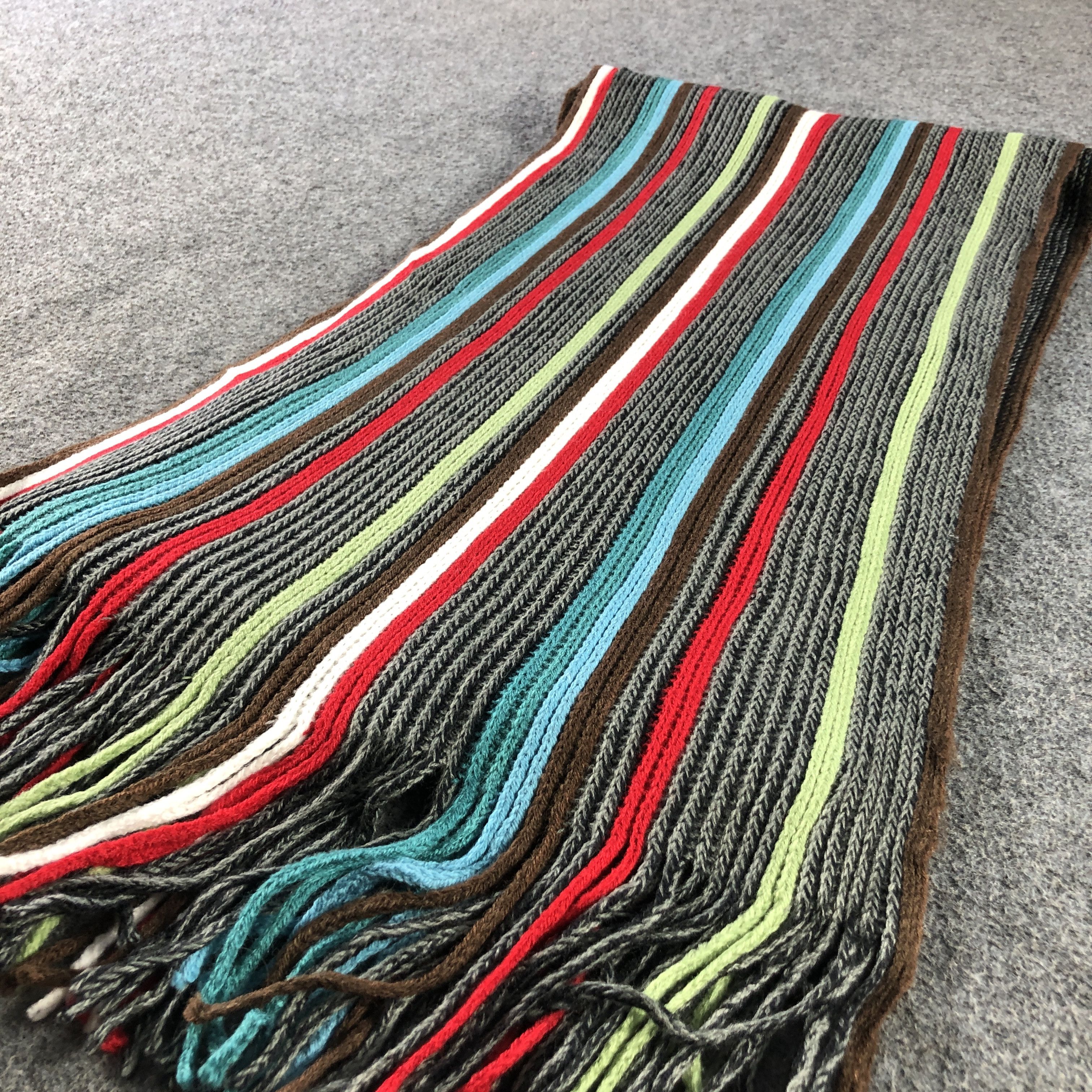 PPFM PPFM Double Sided Striped Knit Wool Scarf Muffler V2864 Size ONE SIZE - 2 Thumbnail