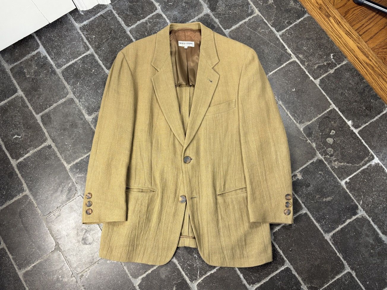 Giorgio Armani 90s Giorgio Armani Linen Jacket Vintage Le Collezioni Blazer Size 40R - 17 Thumbnail